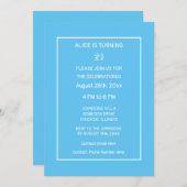 21歳の誕生日ミニマルモダンリストブルーホワイトカスタム 招待状 (正面/裏面)