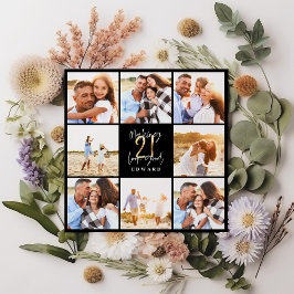 21歳の誕生日モダンブラック&金ゴールド写真コラージュ