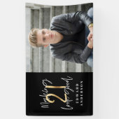 21歳の誕生日モダンブラック&金ゴールド写真コラージュ 横断幕 (縦)