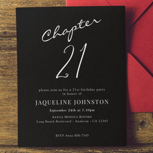 21歳の誕生日モダン書エレガント文字 招待状