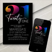 21歳の誕生日モダン 招待状