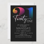 21歳の誕生日モダン 招待状 (正面)