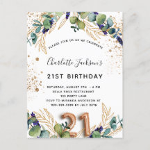 21歳の誕生日ユーカリの緑のグリッター エレガント