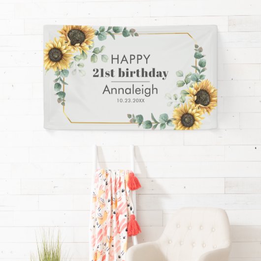 21歳の誕生日ユーカリひまわり幾何学植物相 横断幕 (インサイチュ)