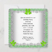 21歳の誕生日ライムハイヒールシューシルバーレース 招待状 (裏面)