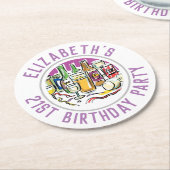 21歳の誕生日ラウンド紙コースター ラウンドペーパーコースター (アングル)