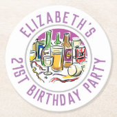 21歳の誕生日ラウンド紙コースター ラウンドペーパーコースター (正面)