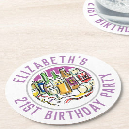 21歳の誕生日ラウンド紙コースター ラウンドペーパーコースター