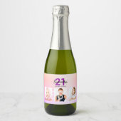 21歳の誕生日レインボー写真バラ金ゴールド法 スパークリングワインラベル (正面)