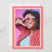 21歳の誕生日レトロディスコ女性のカーボーイフォトピーチピンク 招待状 (裏面)