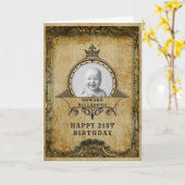 21歳の誕生日レトロヴィンテージ写真の追加成人 カード (黄色い花)