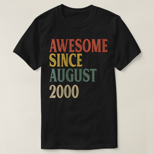 21歳の誕生日レトロヴィンテージ素敵 2000年8月から Tシャツ (デザイン正面)