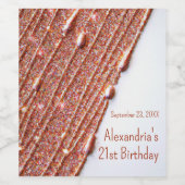 21歳の誕生日ワインラベルバラ金ゴールドグリッタードリップ ワインラベル (シングルラベル)