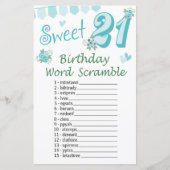 21歳の誕生日ワードスクランブルゲーム (正面)