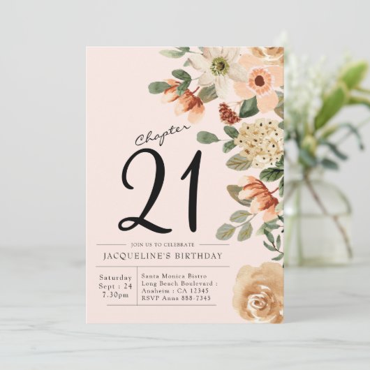 21歳の誕生日ヴィンテージフローラ 招待状 (スタンド正面)