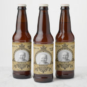 21歳の誕生日ヴィンテージレトロモノグラム追加フォト ビールラベル (ボトル)