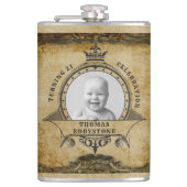 21歳の誕生日ヴィンテージレトロ素朴モノグラム写真 フラスク (正面)