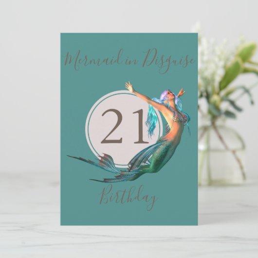 21歳の誕生日人魚をテーマにした誕生日 招待状 (スタンド正面)