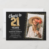 21歳の誕生日写真にお祝いを 招待状 (正面)