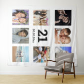 21歳の誕生日写真コラージュ 白人男性 タペストリー (インサイチュ(横))