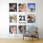 21歳の誕生日写真コラージュ 白人男性 タペストリー (インサイチュ)