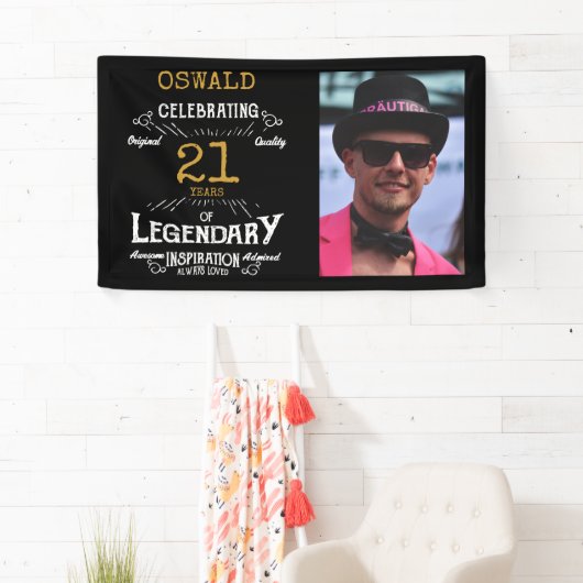 21歳の誕生日写真テンプレート伝説 横断幕 (インサイチュ)