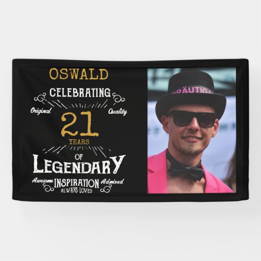 21歳の誕生日写真テンプレート伝説 横断幕 (横)