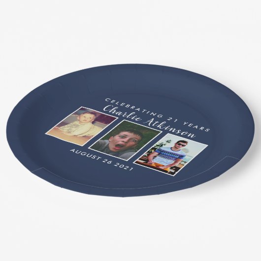 21歳の誕生日写真プレート ペーパープレート (アングル)