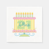 21歳の誕生日名前をカスタムするフローラケーキナプキン スタンダードカクテルナプキン (正面)