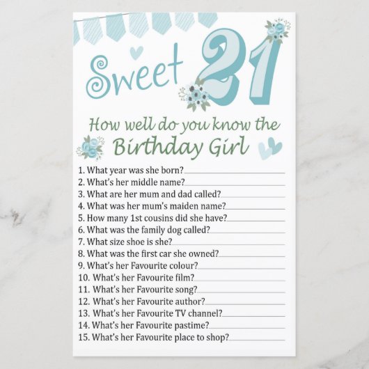 21歳の誕生日君は誕生日をどれだけ知っているか (正面)