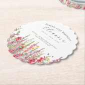 21歳の誕生日威厳がある誕生花カスタム ペーパーコースター (アングル)