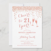 21歳の誕生日応援から21歳のバラ金ゴールド白 招待状 (正面)