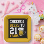 21歳の誕生日応援とビアーズから21歳 ペーパープレート (パーティー)