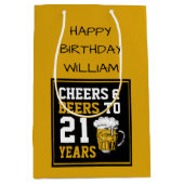 21歳の誕生日応援とビアーズから21歳 ミディアムペーパーバッグ (正面)