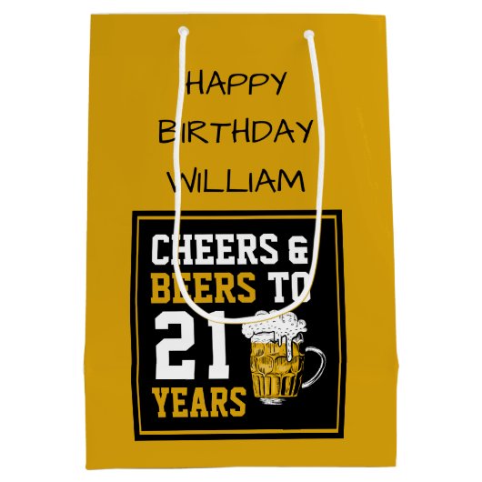 21歳の誕生日応援とビアーズから21歳  ミディアムペーパーバッグ (裏面)