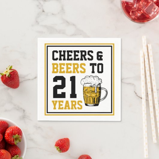 21歳の誕生日応援とビールから21歳 スタンダードカクテルナプキン (インサイチュ)