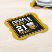 21歳の誕生日応援とビールから21歳 ペーパーコースター (アングル)