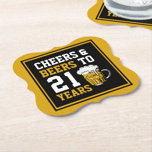 21歳の誕生日応援とビールから21歳 ペーパーコースター (アングル)