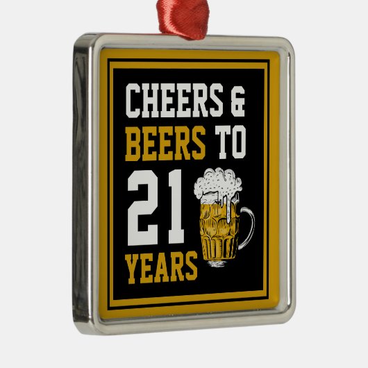 21歳の誕生日応援とビールから21歳 メタルオーナメント (右)