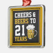 21歳の誕生日応援とビールから21歳 メタルオーナメント (左)