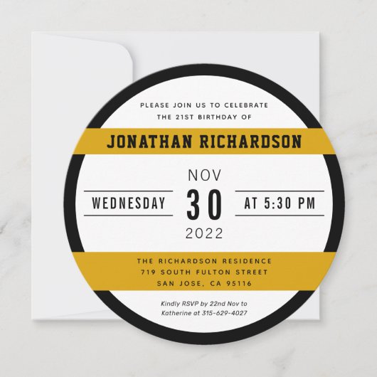 21歳の誕生日応援とビール21歳までモダン 招待状 (正面)