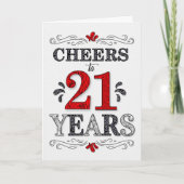 21歳の誕生日応援を赤い白の黒で塗りつぶし カード (正面)