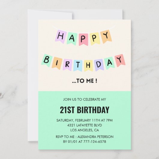 21歳の誕生日招待状おもしろいハッピーバースデー 招待状 (正面)