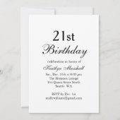 21歳の誕生日招待状の時間がシャンパンを飲む 招待状 (裏面)