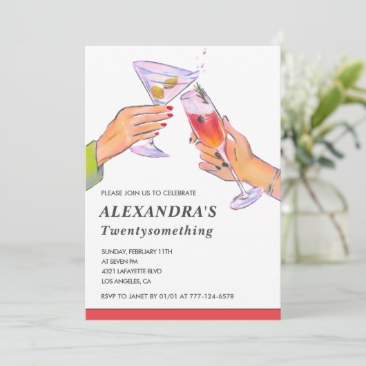 21歳の誕生日招待状カクテルおもしろいパーティー 招待状 (スタンド正面)