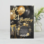 21歳の誕生日招待状カードテンプレート 招待状 (スタンド正面)