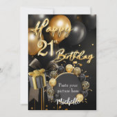 21歳の誕生日招待状カードテンプレート 招待状 (正面)