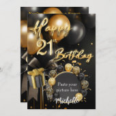 21歳の誕生日招待状カードテンプレート 招待状 (正面/裏面)