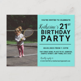 21歳の誕生日招待状フォトカードシアン ポストカード