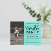 21歳の誕生日招待状フォトカードシアン ポストカード (スタンド正面)